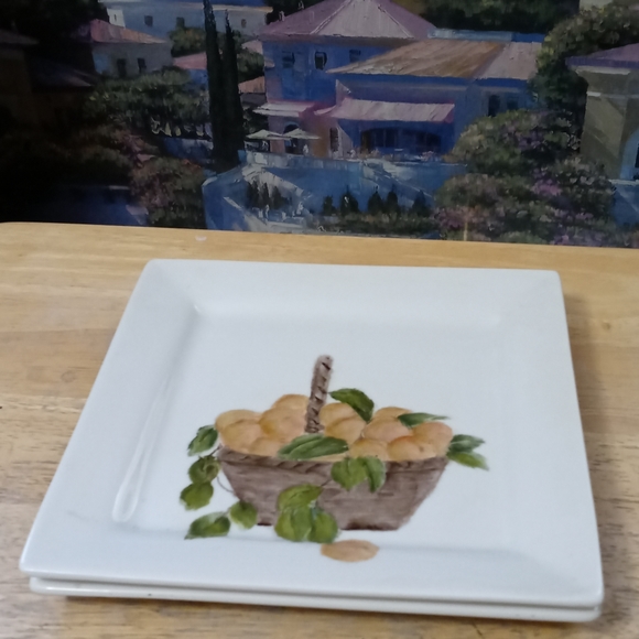 CANOPY Porcelain White Square Plate Set,Size 8.5” Vintage Plates Art Set. 💐 - Picture 9 of 13